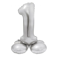  Ezüst 1-es Silver szám fólia lufi talppal 72 cm party kellék
