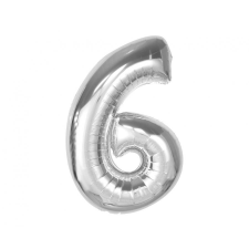  Ezüst 6-os Silver szám fólia lufi 92 cm party kellék