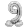  Ezüst 9-es Silver szám fólia lufi talppal 72 cm