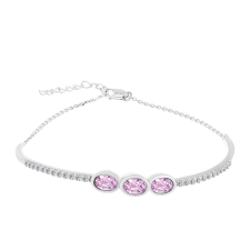  Ezüst Bross Palai Kunzittal és Fehér Topázzal, Y61825 karkötő