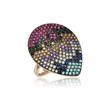  Ezüst Csepp Gyűrű - Több Színű Cirkon - Állítható gyűrű