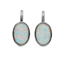  Ezüst fehér opál köves fülbevaló &quot;patent.7x10 fülbevaló