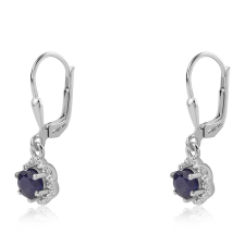  Ezüst Fülbevaló Ausztrál Kék Zafírral és Fehér Topázzal, ROS846 fülbevaló