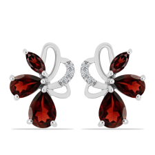  Ezüst Fülbevaló Barton Gránáttal és Fehér Topázzal, Y60955 fülbevaló