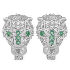  Ezüst Fülbevaló Brazil Smaragddal és Fehér Topázzal, PCY9629 fülbevaló