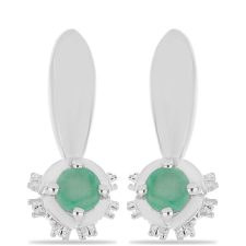  Ezüst Fülbevaló Brazil Smaragddal és Fehér Topázzal, Y55273 fülbevaló