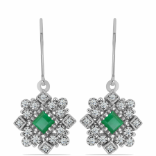  Ezüst Fülbevaló Brazil Smaragddal és Fehér Topázzal, Y59827 fülbevaló