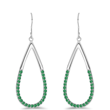  Ezüst Fülbevaló Brazil Smaragddal, Y57969 fülbevaló