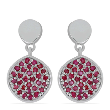  Ezüst Fülbevaló Madagaszkári Rubinnal, Y50024 fülbevaló
