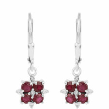  Ezüst Fülbevaló Thai Rubinnal és Fehér Cirkónnal, TGJ0200 fülbevaló