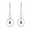  Ezüst Fülbevaló Thai Rubinnal és Fehér Topázzal, PCY10998