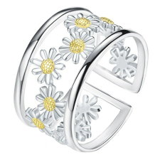  Ezüst gyűrű állítható margaréta gyűrű aranyozott 925 ezüsttel gyűrű