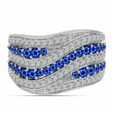  Ezüst Gyűrű Ausztrál Kék Zafírral és Fehér Topázzal, Y61631/57 gyűrű