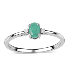  Ezüst Gyűrű Brazil Smaragddal (0.53ct) és Fehér Topázzal gyűrű