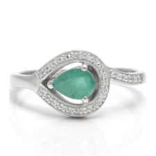  Ezüst Gyűrű Brazil Smaragddal és Fehér Topázzal, XMP033/54 gyűrű