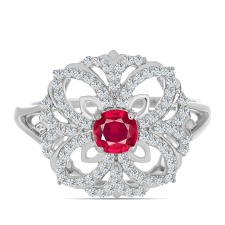 Ezüst Gyűrű Madagaszkári Rubinnal és Fehér Topázzal, Y62060/54 gyűrű