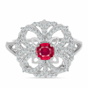  Ezüst Gyűrű Madagaszkári Rubinnal és Fehér Topázzal, Y62060/57