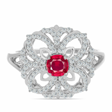  Ezüst Gyűrű Madagaszkári Rubinnal és Fehér Topázzal, Y62060/57 gyűrű