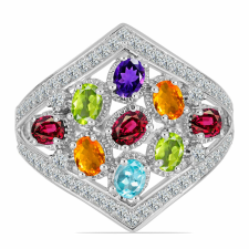 Ezüst Gyűrű Marokkói Ametiszttel és Changbai Peridottal, Y58959/57 gyűrű