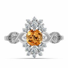  Ezüst Gyűrű &quot;Császársárga&quot; Topázzal és Fehér Topázzal, Y62335/54 gyűrű