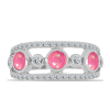  Ezüst Gyűrű Rózsaszínű Opállal és Fehér Topázzal, Y62428/54