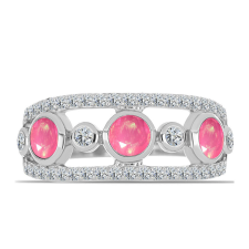  Ezüst Gyűrű Rózsaszínű Opállal és Fehér Topázzal, Y62428/54 gyűrű