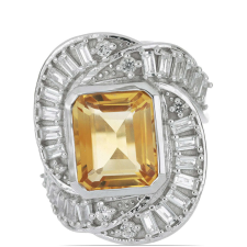  Ezüst Gyűrű Ural Citrinnel és Fehér Topázzal, Y49257/57 gyűrű
