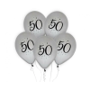 Ezüst Happy Birthday 50 Silver léggömb, lufi 5 db-os 12 inch (30cm)
