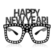Ezüst Happy New Year party szemüveg jelmez
