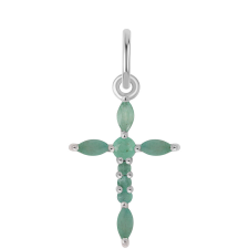  Ezüst Kereszt Medál - 0.47 Karátos Brazil Smaragd medál