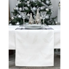  Ezüst lurex asztali futó páfrány mintás 37x100 cm lakástextília