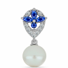  Ezüst Medál Ausztrál Kék Zafírral és Fehér Édesvízi Kagylógyönggyel, Y62402