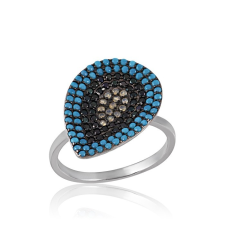  Ezüst Mosaic Gyűrű Színes Cirkónia Kövekkel—csepp gyűrű