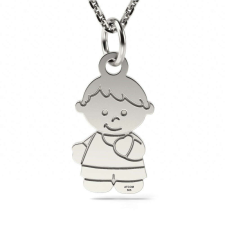  Ezüst nyaklánc gravírozott fiú minta nyaklánc