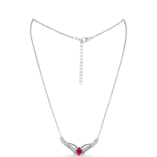  Ezüst Nyaklánc Madagaszkári Rubinnal és Fehér Topázzal, Y62120 nyaklánc