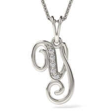  Ezüst nyaklánc medállal Initial Y nyaklánc