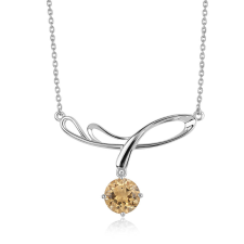  Ezüst Nyaklánc &quot;AA&quot; Osztályú Brazíliai Citrinnel, ROS801 nyaklánc