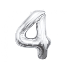 Ezüst Silver 4-es szám fólia lufi 85 cm party kellék
