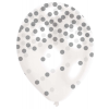  Ezüst Silver konfettis léggömb, lufi 6 db-os 11 inch (27,5cm)