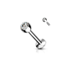  Ezüst Színű 316 Orvosi Acél Egyenesszárú Labret Piercing Fehér Kővel