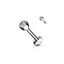  Ezüst Színű 316 Orvosi Acél Egyenesszárú Labret Piercing Fehér Kővel egyéb ékszer