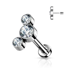 Ezüst Színű 316L Orvosi Acél Egyenesszárú Labret Piercing Cirkónia Kövekkel egyéb ékszer