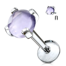  Ezüst Színű 316L Orvosi Acél Egyenesszárú Labret Piercing Lila Kővel egyéb ékszer