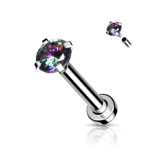  Ezüst Színű 316L Orvosi Acél Egyenesszárú Labret Piercing Színes Kővel egyéb ékszer