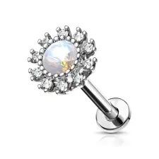  Ezüst Színű 316L Orvosi Acél Egyenesszárú Labret Piercing Virág Alakú Dísszel egyéb ékszer