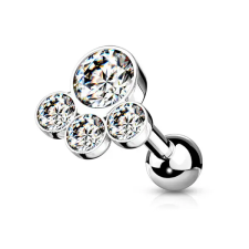 Ezüst Színű 316L Orvosi Acél Fehér Kövekkel Díszített Egyenesszárú Barbell Piercing egyéb ékszer