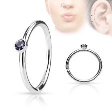  Ezüst Színű 316L Orvosi Acél Karika Orr Piercing Lila Kristállyal egyéb ékszer