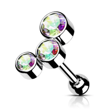  Ezüst Színű 316L Orvosi Acél Színváltós Kövekkel Díszített Egyenesszárú Barbell Piercing egyéb ékszer