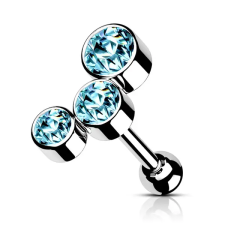  Ezüst Színű 316L Orvosi Acél Világoskék Kövekkel Díszített Egyenesszárú Barbell Piercing egyéb ékszer