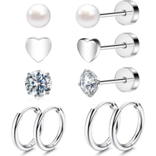  Ezüst Színű 316L Piercing Szett - 4 pár egyéb ékszer